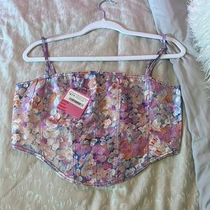 Pretty Little Things Crop Top Watercolor Pink Multi Large